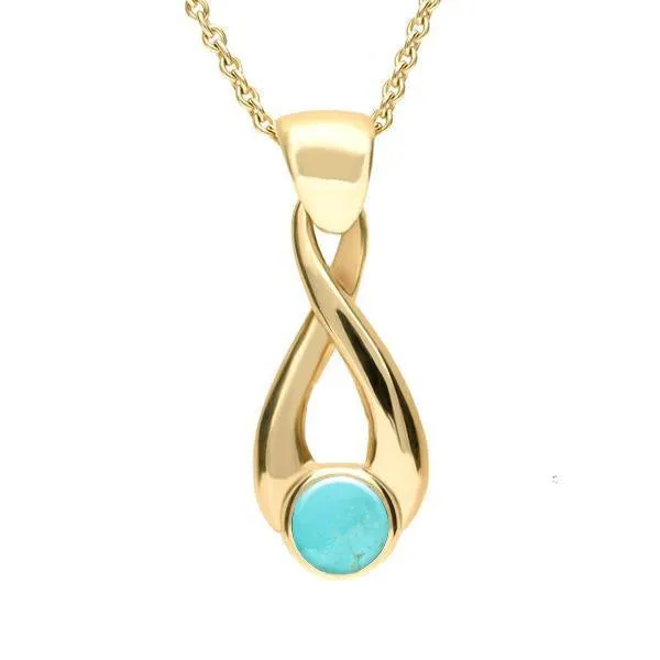 9ct Yellow Gold Turquoise Eternity Loop Necklace