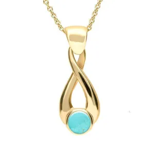 9ct Yellow Gold Turquoise Eternity Loop Necklace
