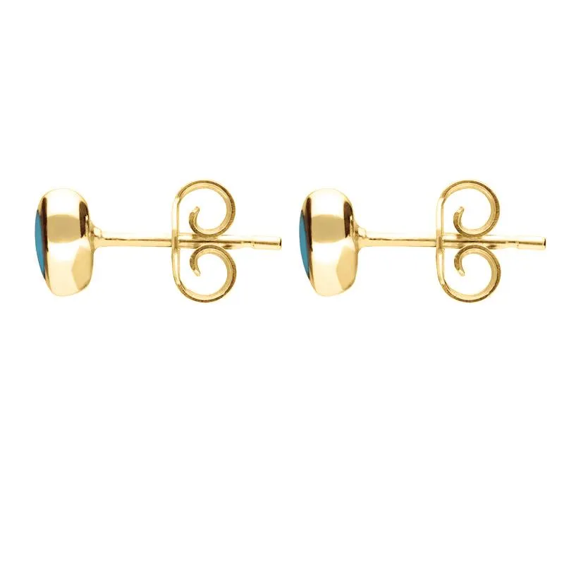 9ct Yellow Gold Turquoise Framed Heart Stud Earrings