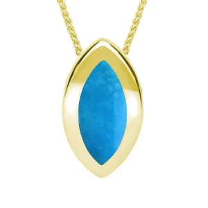 9ct Yellow Gold Turquoise Framed Marquise Necklace