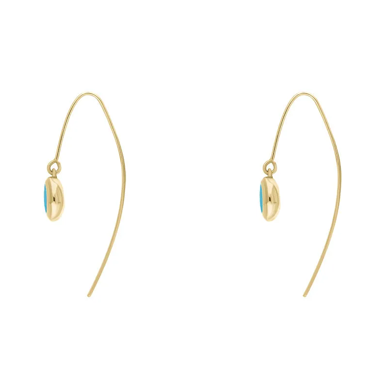 9ct Yellow Gold Turquoise Heart Disc Drop Earrings