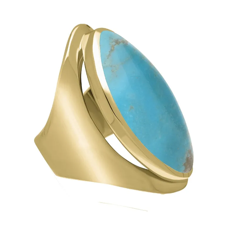 9ct Yellow Gold Turquoise Large Oval Statement Ring