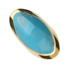 9ct Yellow Gold Turquoise Large Oval Statement Ring