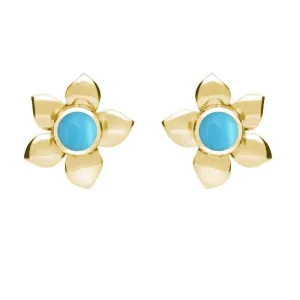 9ct Yellow Gold Turquoise Petal Stud Earrings