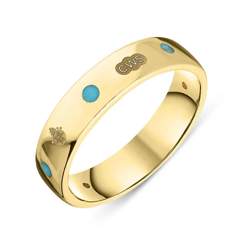 9ct Yellow Gold Turquoise Queen's Jubilee Hallmark 5mm Ring D