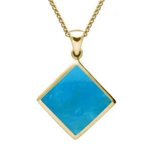 9ct Yellow Gold Turquoise Rhombus Necklace