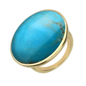 9ct Yellow Gold Turquoise Round Ring