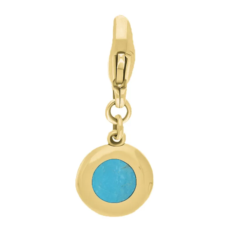 9ct Yellow Gold Turquoise Round Shaped Star Clip Charm