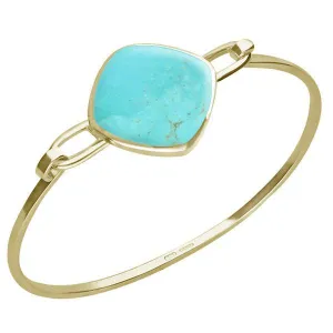 9ct Yellow Gold Turquoise Slim Cushion Bangle