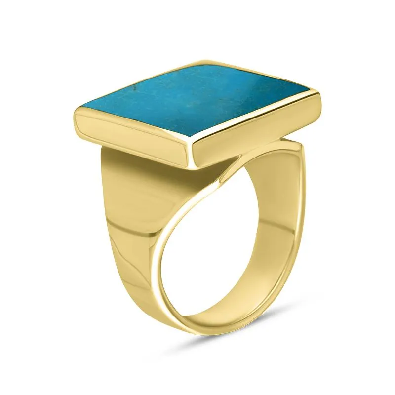 9ct Yellow Gold Turquoise Small Square Ring