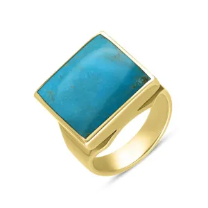 9ct Yellow Gold Turquoise Small Square Ring