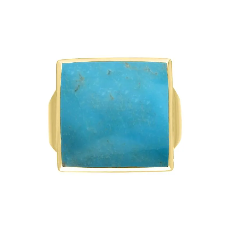 9ct Yellow Gold Turquoise Small Square Ring