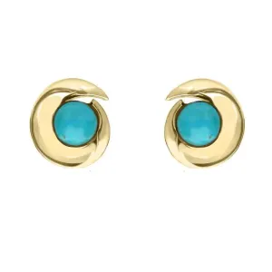 9ct Yellow Gold Turquoise Spiral Stud Earrings