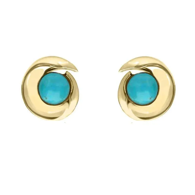 9ct Yellow Gold Turquoise Spiral Stud Earrings