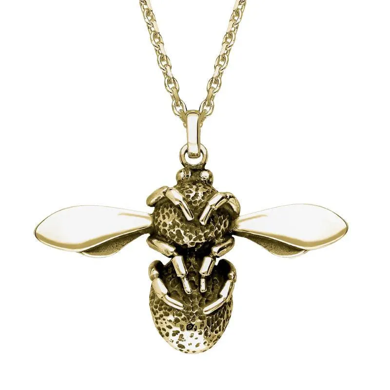 9ct Yellow Gold Turquoise Stone Set Body Bee Necklace