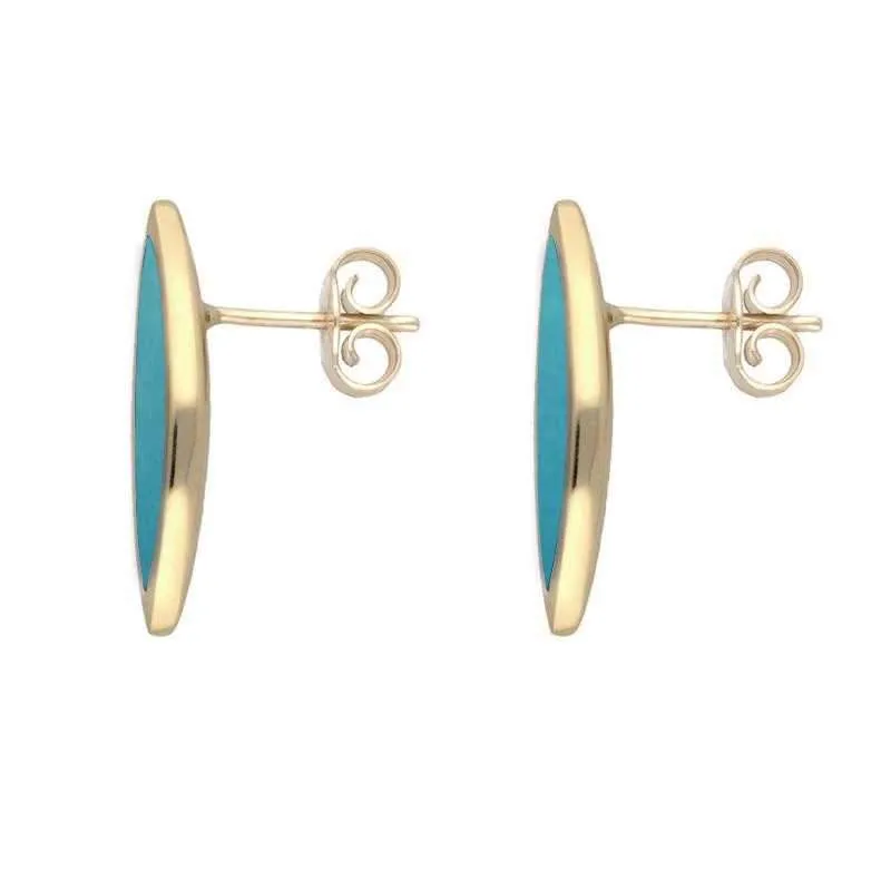 9ct Yellow Gold Turquoise Toscana Marquise Stud Earrings