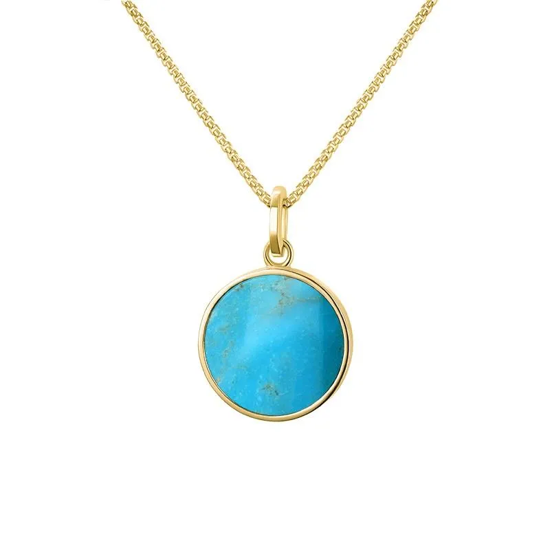 9ct Yellow Gold Turquoise  Zodiac Leo Round Necklace