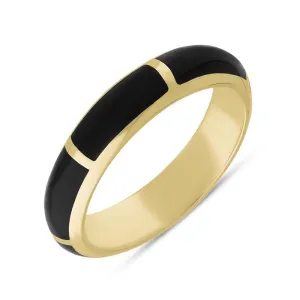 9ct Yellow Gold Whitby Jet 6mm Gap Wedding Band Ring