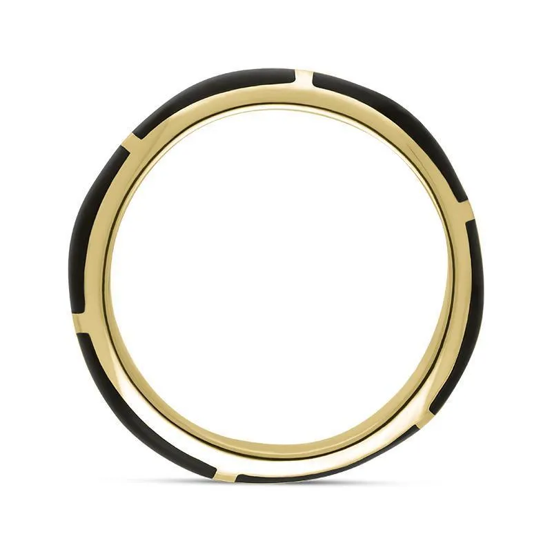 9ct Yellow Gold Whitby Jet 6mm Gap Wedding Band Ring