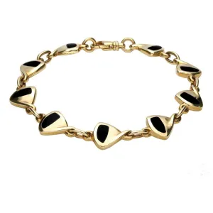 9ct Yellow Gold Whitby Jet 9 Stone Freeform Bracelet D