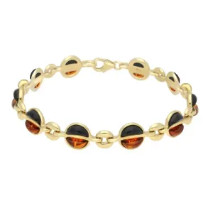9ct Yellow Gold Whitby Jet Amber Semi Circle Bracelet D