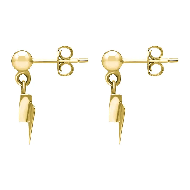 9ct Yellow Gold Whitby Jet Arrowhead Drop Earrings