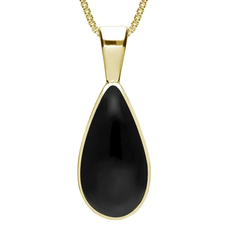 9ct Yellow Gold Whitby Jet Classic Teardrop Necklace