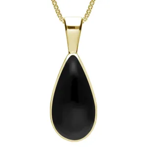 9ct Yellow Gold Whitby Jet Classic Teardrop Necklace