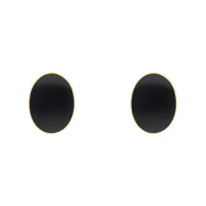 9ct Yellow Gold Whitby Jet Clip On Earrings