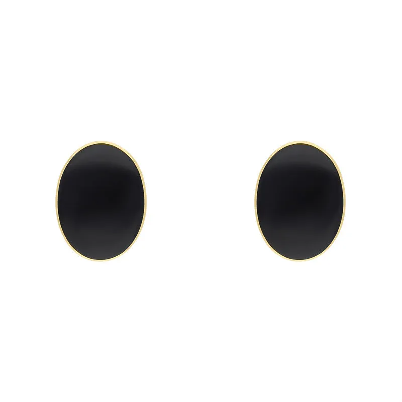 9ct Yellow Gold Whitby Jet Clip On Earrings