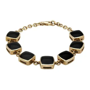 9ct Yellow Gold Whitby Jet Cushion Bracelet