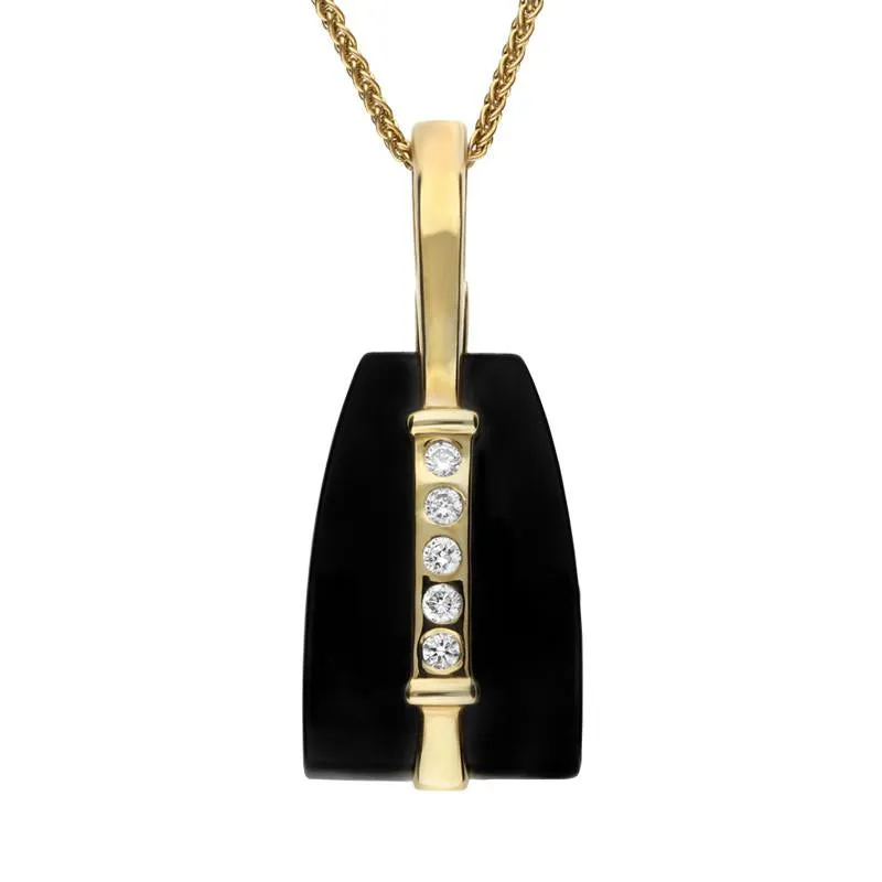 9ct Yellow Gold Whitby Jet Diamond Five Stone Graduated Necklace D