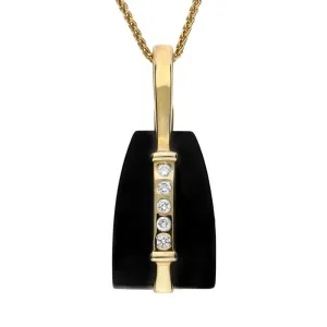 9ct Yellow Gold Whitby Jet Diamond Five Stone Graduated Necklace D