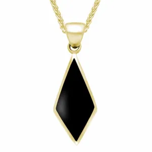 9ct Yellow Gold Whitby Jet Diamond Shaped Necklace