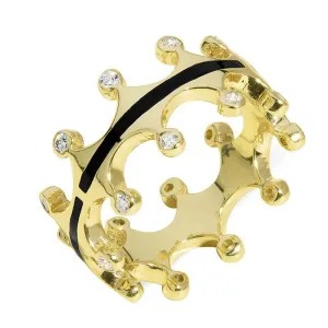 9ct Yellow Gold Whitby Jet Diamond Tiara Double Band Ring