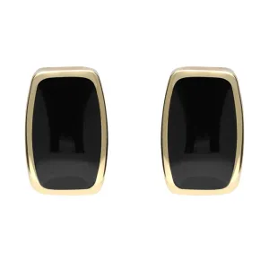 9ct yellow Gold Whitby Jet Dinky Barrel Stud Earrings