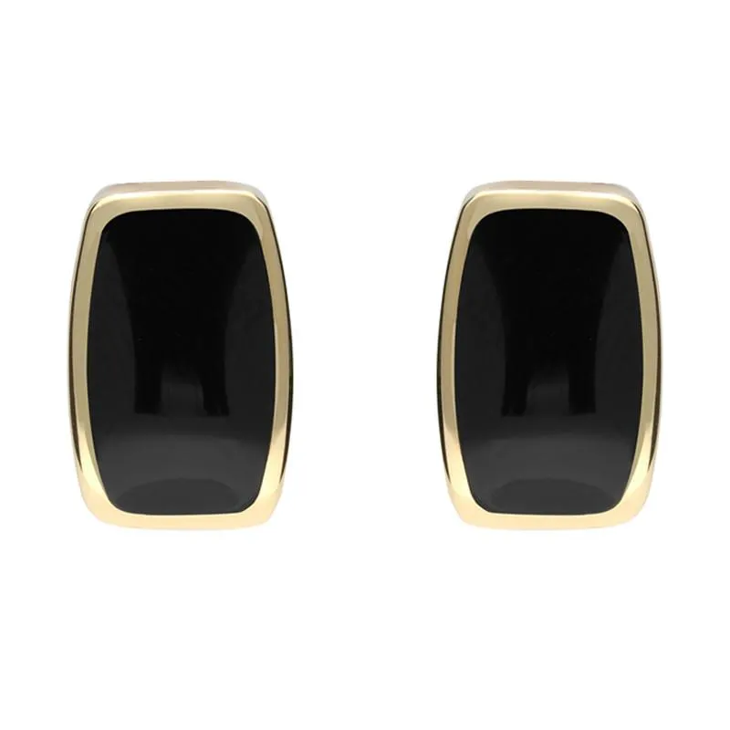 9ct yellow Gold Whitby Jet Dinky Barrel Stud Earrings