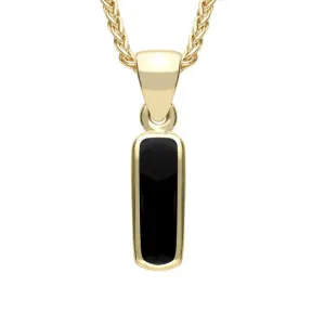 9ct Yellow Gold Whitby Jet Dinky Oblong Necklace