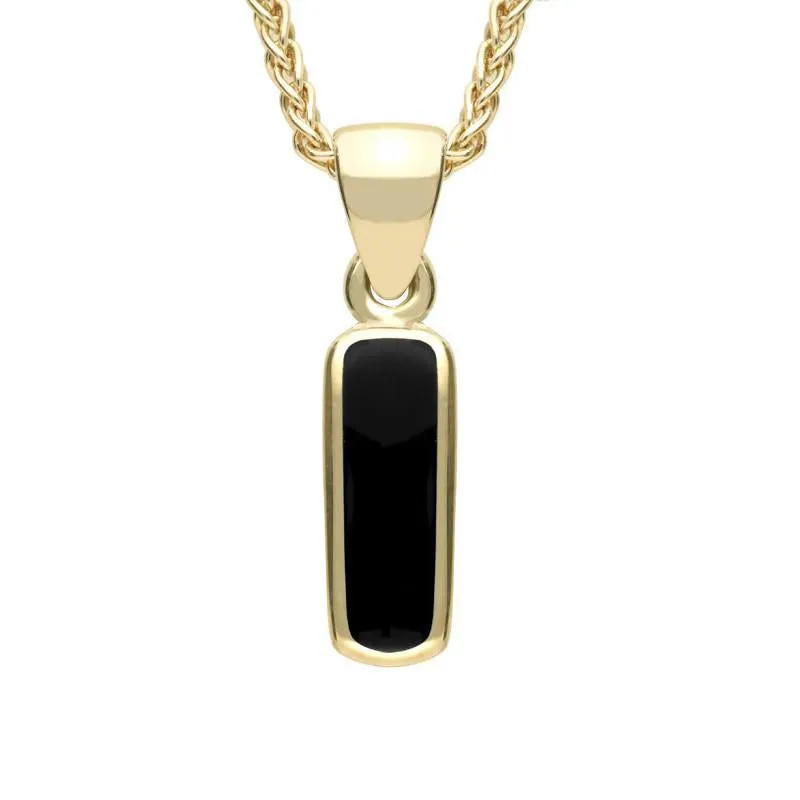 9ct Yellow Gold Whitby Jet Dinky Oblong Necklace