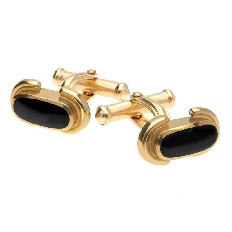 9ct Yellow Gold Whitby Jet Dodgem Cufflinks D