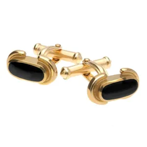 9ct Yellow Gold Whitby Jet Dodgem Cufflinks D