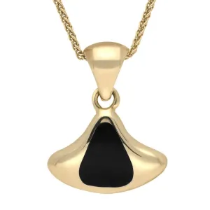 9ct Yellow Gold Whitby Jet Fan Shaped Freeform Necklace