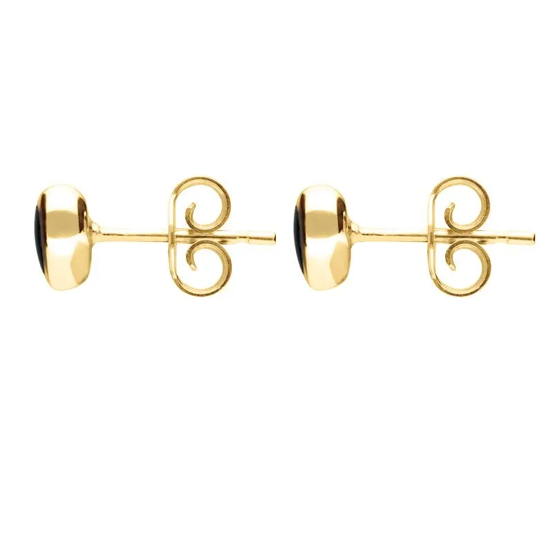 9ct Yellow Gold Whitby Jet Framed Heart Stud Earrings