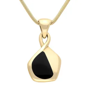 9ct Yellow Gold Whitby Jet Freeform Pentagon Necklace