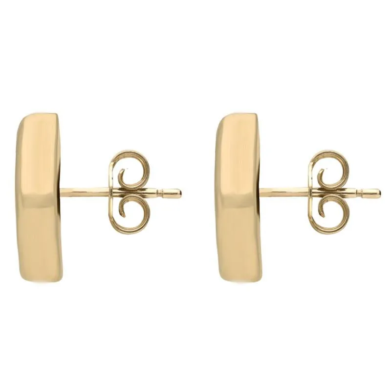 9ct Yellow Gold Whitby Jet Freeform Pentagon Stud Earrings D