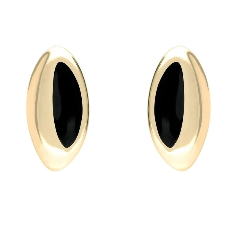 9ct Yellow Gold Whitby Jet Freeform Stud Earrings D