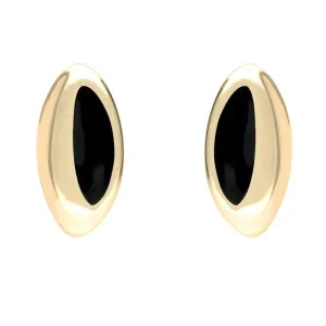 9ct Yellow Gold Whitby Jet Freeform Stud Earrings D