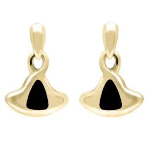 9ct Yellow Gold Whitby Jet Gold Freeform Drop Earrings D