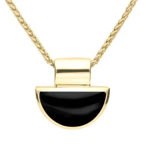 9ct Yellow Gold Whitby Jet Half Moon Shape Necklace D