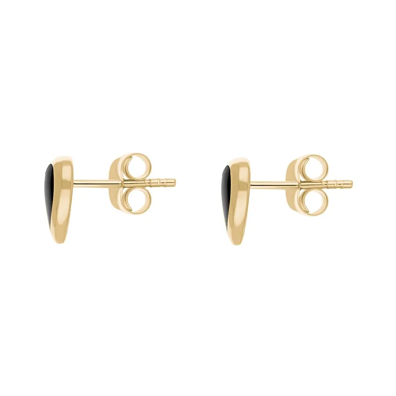 9ct Yellow Gold Whitby Jet Heart Stud Earrings